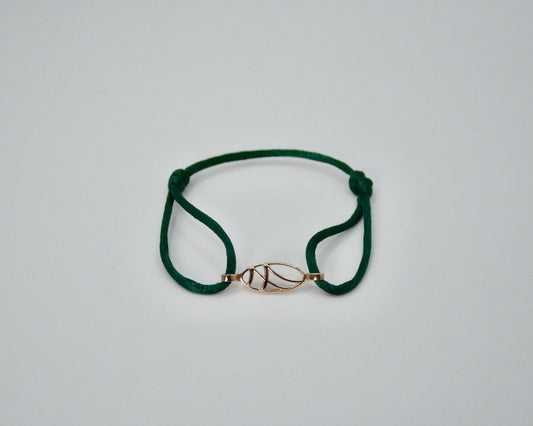 LarMar® BRACELET  ROSE GOLD ON DARK GREEN CORD