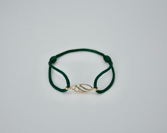 LarMar® BRACELET YELLOW GOLD ON DARK GREEN CORD