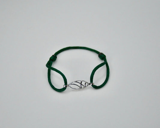 LarMar® BRACELET WHITE GOLD ON DARK GREEN CORD