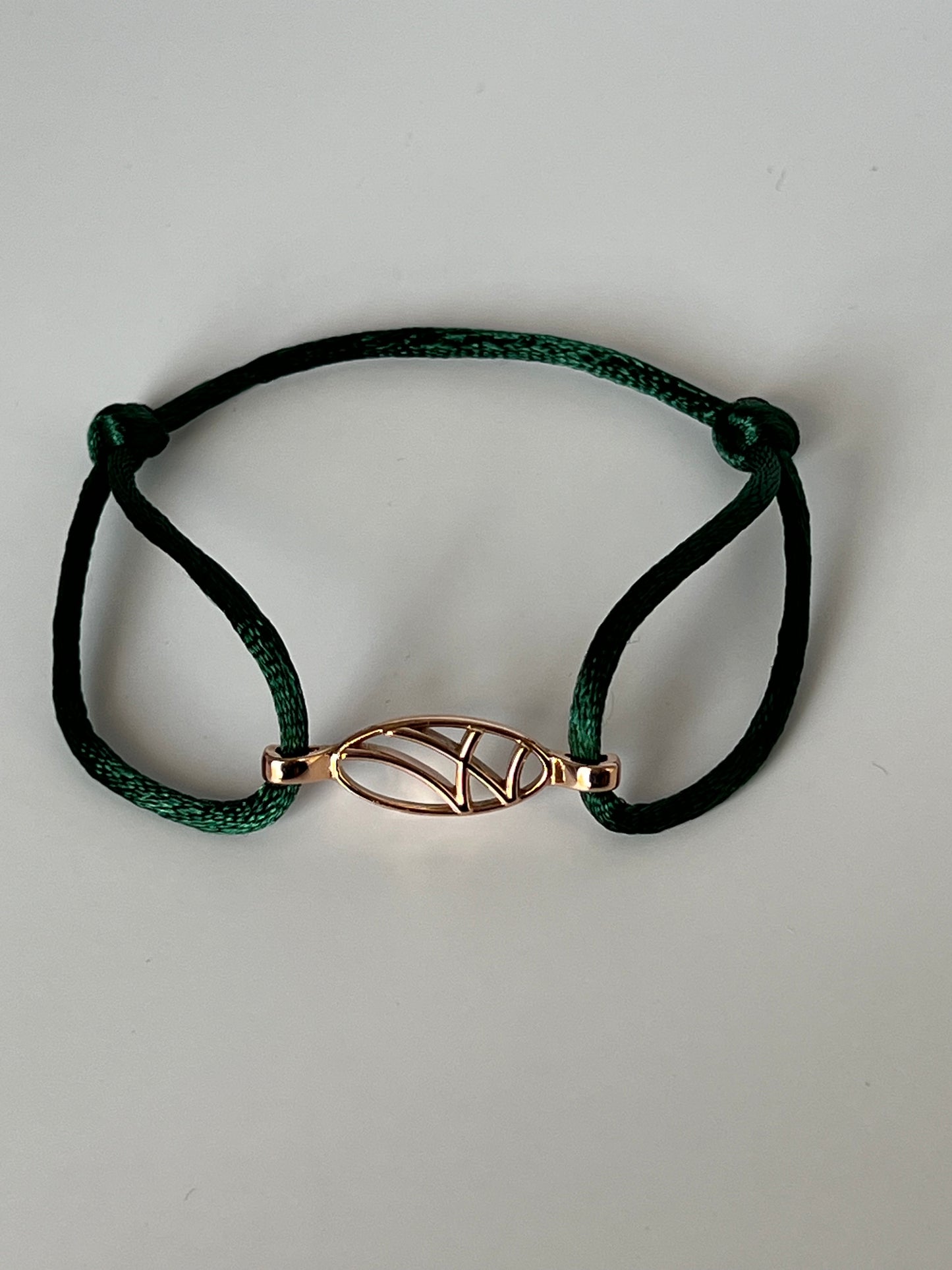 LarMar® BRACELET  ROSE GOLD ON DARK GREEN CORD