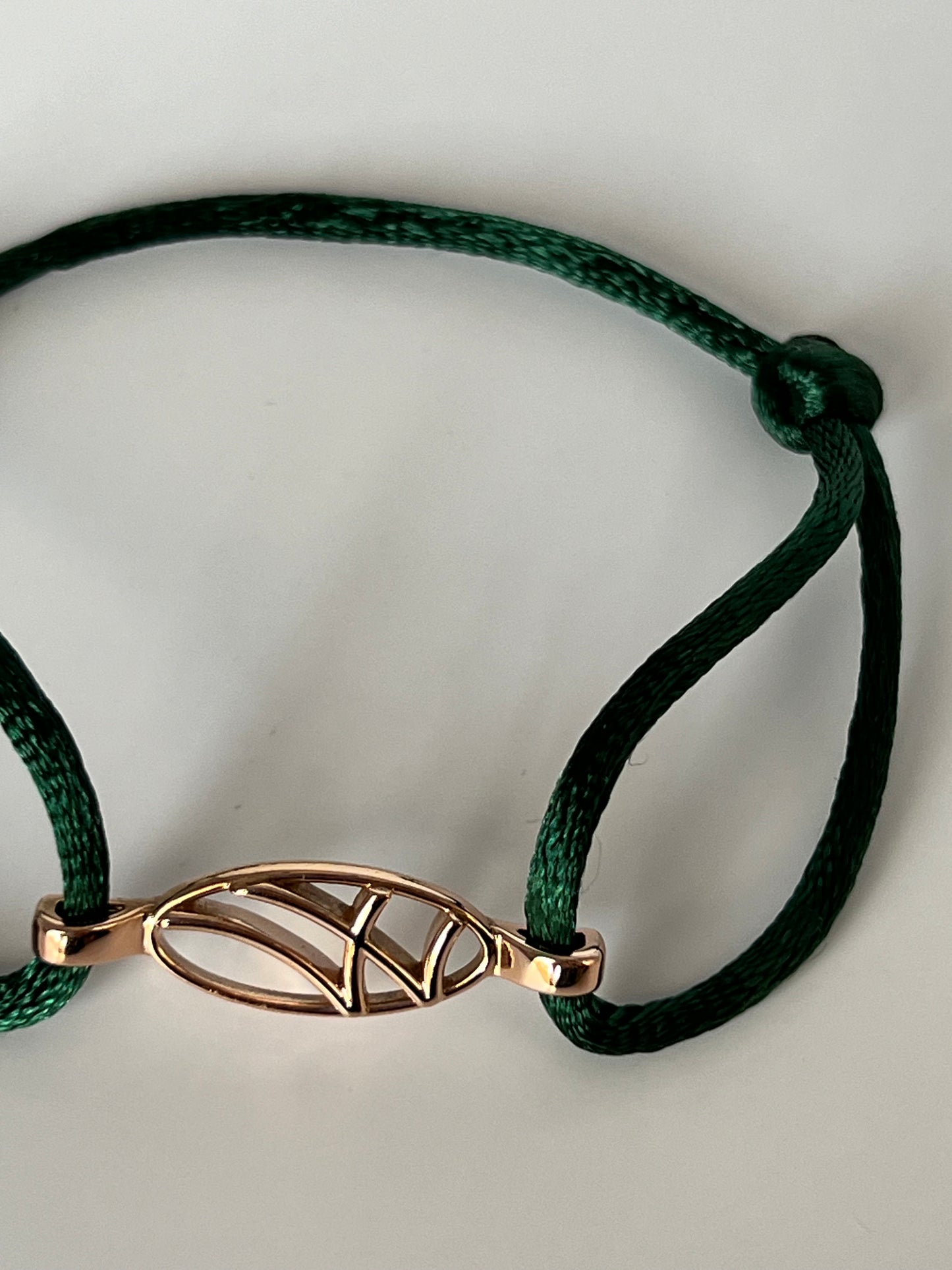 LarMar® BRACELET  ROSE GOLD ON DARK GREEN CORD