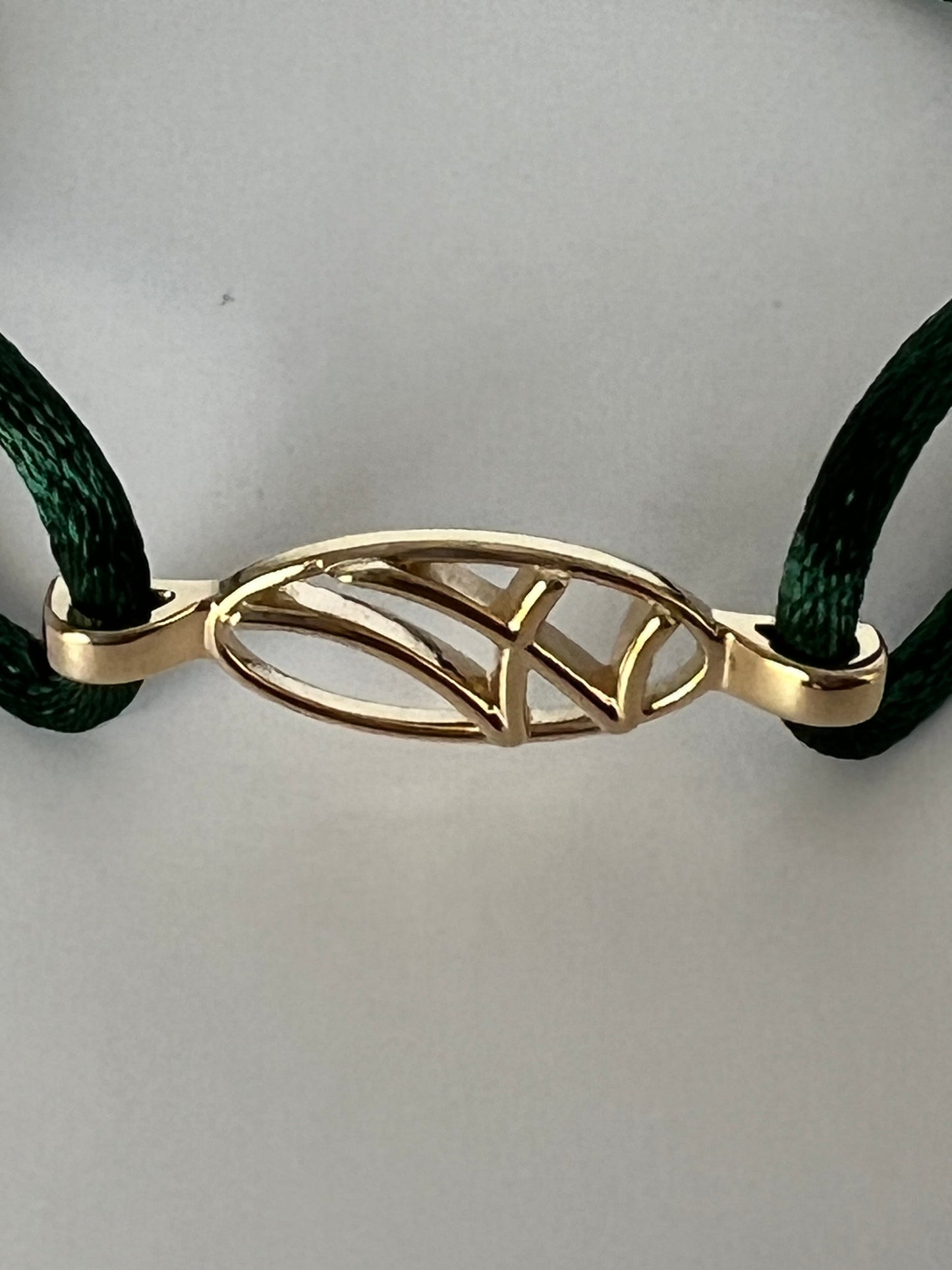 LarMar® BRACELET YELLOW GOLD ON DARK GREEN CORD